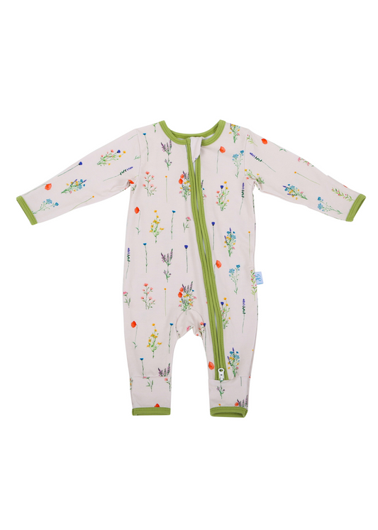 Bamboo Zipper Romper in Wildflower