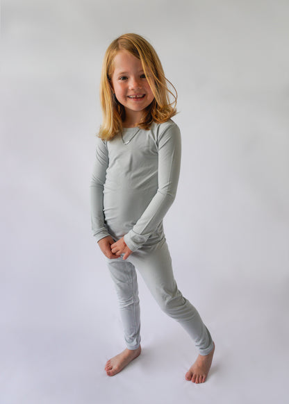 Long Sleeve Pajama Set in Mist