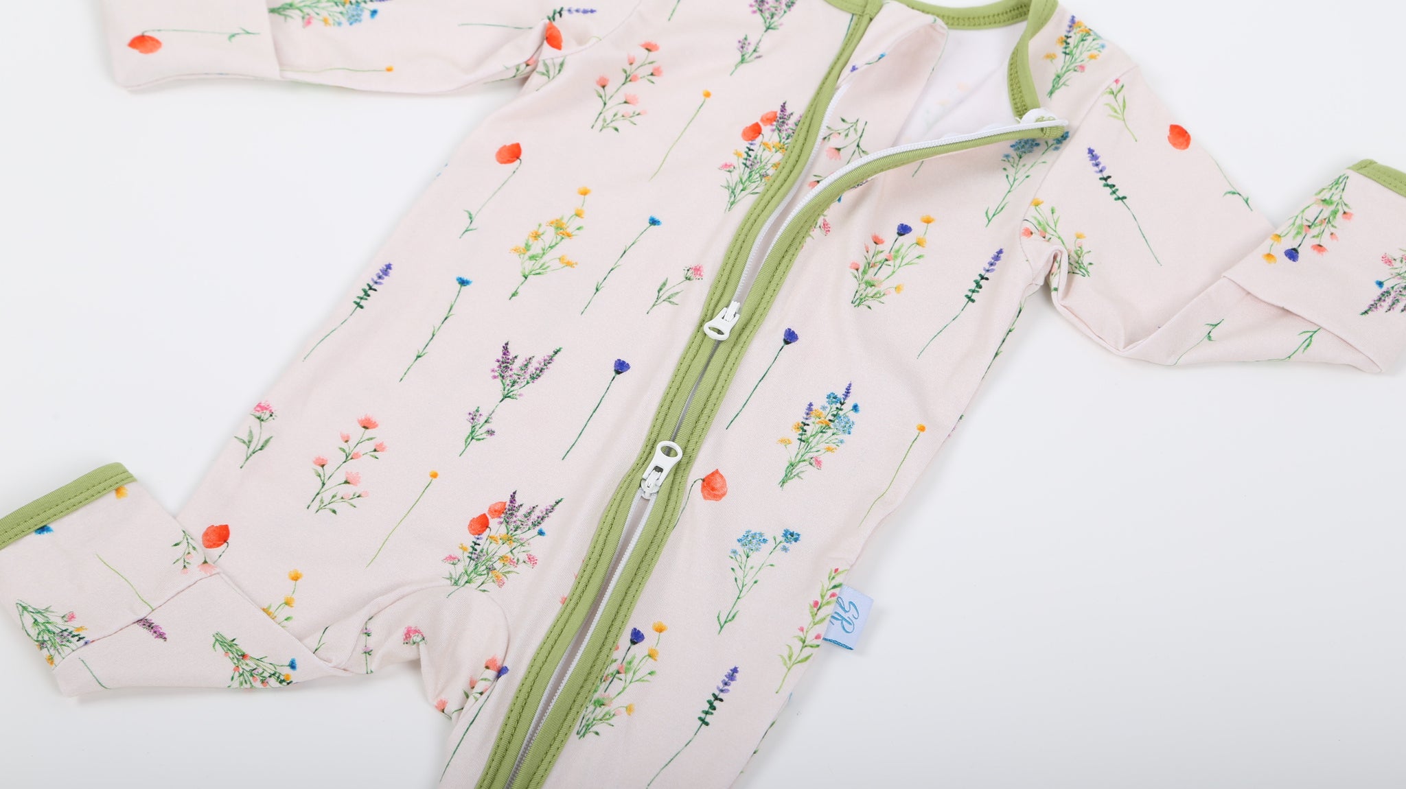 Bamboo Fleece Hooded Romper w/2 Way Zipper (Wildflower Print) main image 1