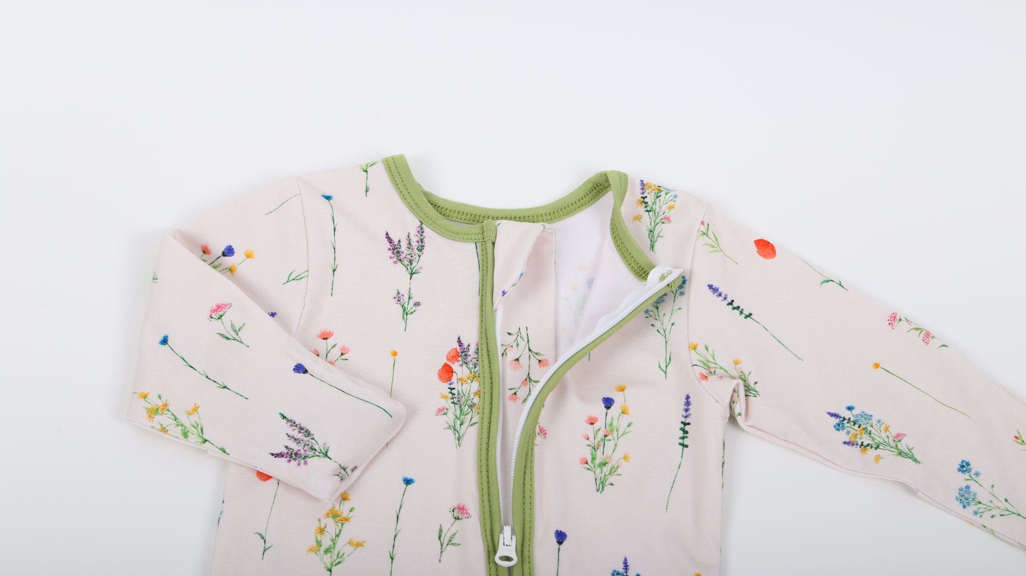 Bamboo Fleece Hooded Romper w/2 Way Zipper (Wildflower Print)